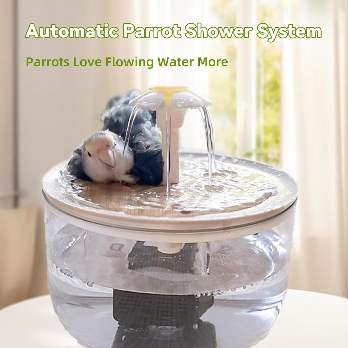 kathson Parrot Bathtub,Automatic Bird Bath Shower,Parakeet Bath Tub with Petal Circulating Filter Fountain,Birds Cage Bathing for Small Medium Parrots Lovebirds Conures Finches Cockatiels Budgie