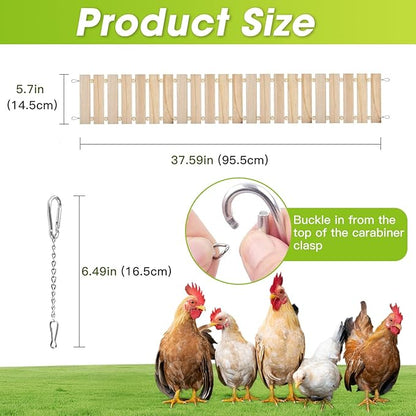 Chicken Coop Toy Natural Wooden Chicken Swing & Bridge Toys Multi-Functional Poultry Perch with Wooden Beads (Safe for Chickens/Ducks)