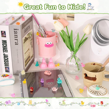 110PCS Mini Resin Animals Miniature Figures to Hide,Tiny Cute Figurines Glow in Dark, Little Animal Toys Small Accessories for Topper Desk Garden Dollhouse Landscape Aquarium Ornaments Crafts & Decor