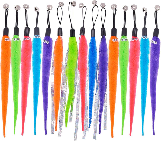 Cat Toy Worm Refills, 15 Pieces Interactive Cat Wand Attachments Worms Toy for Indoor Cats