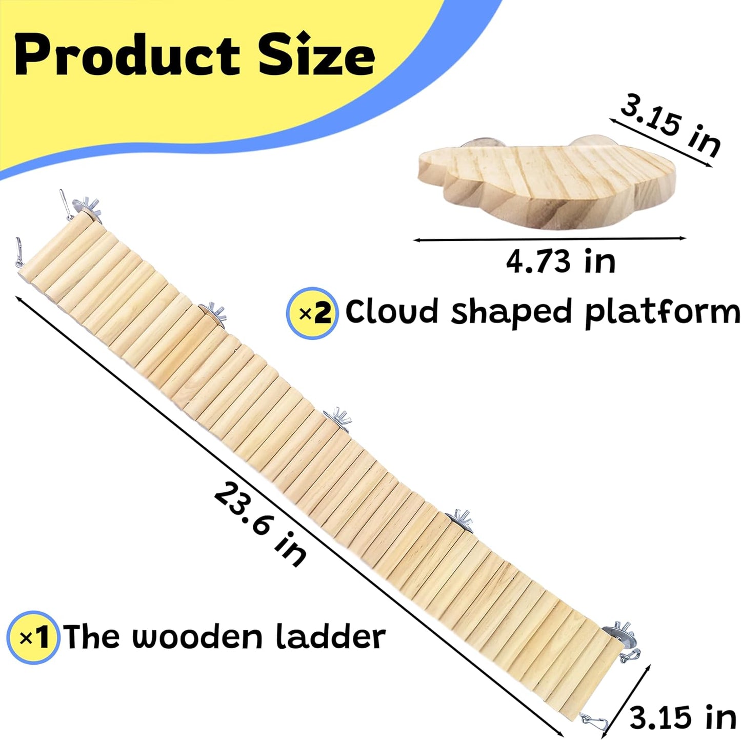 Hamster Suspension Bridge Toy，Small Animal Climbing Toys,Chinchilla Cage Natural Wood Flexible Platform Toy,Suitable for Hamsters, Chinchillas, Guinea Pigs, Birds, Small Animals