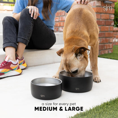 Simple Modern Stainless Steel Pet Water Bowl for Dogs & Cats | Reusable Insulated Stainless Steel Food Bowls for Dog Cat | No Tip No Slip BPA Free | Bentley Collection | Large (64oz) | Almond Birch