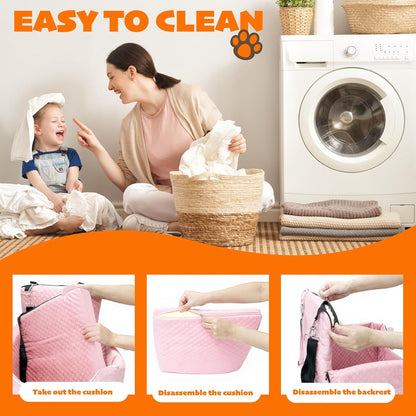 ALL GOOD PET SUPPLIES Dog Car Seat for Small/Medium Dogs, Dog Booster car seat, Memory Foam Elevated Cushion, Fully Detachable and Washable,2 Clip-On Safety Leashes, Anti-Slip