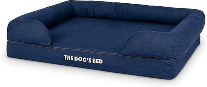 The Dog’s Bed, Large Blue Denim, Memory Foam, Pain Relief: Arthritis, Hip & Elbow Dysplasia, Post Surgery, Lameness, Supportive, Calming, Waterproof Washable Cover