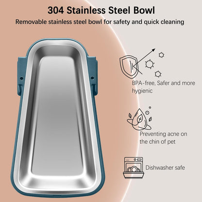 Automatic Dog and Cat Food Feeder and Water Dispenser Set with Stainless Steel Bowls,Gravity Pet Food and Water Feeders,100% BPA-Free,Large Capacity for Cats Dogs Pets