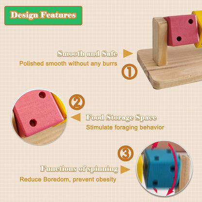 Small Animal Activity Toy with Rotating Wooden Cubes for Hamsters Gerbils Mice