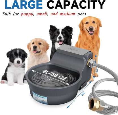 Automatic Dog Water Dispenser with Anti-tip Bracket, 68 oz Outdoor Dog Water Bowl Dispenser, Auto Refill Water Feeder for Pets & Livestock, Food Grade Waterer Fit 3/4" GHT Faucet, Wide Mouth