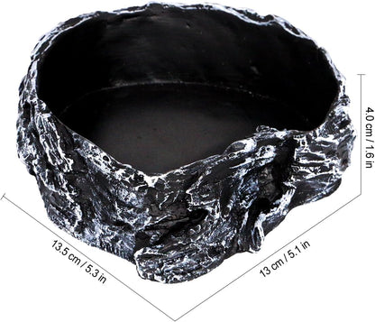 Reptile Rock Corner Water/Food Dish – Amphibians Rock Corner Food/Water Bowl, Made from Premium Non-Toxic Resin – Small Size – Large Size