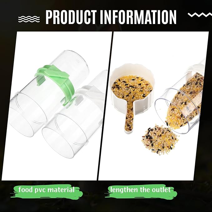 Weewooday 4 Pieces Automatic Bird Feeder Cage Water Dispenser Bird Water Feeder Hamster Cage Waterer Accessory Drinker Bottle for Hamster Parrot (Cute Style,Green, White,245 ml)