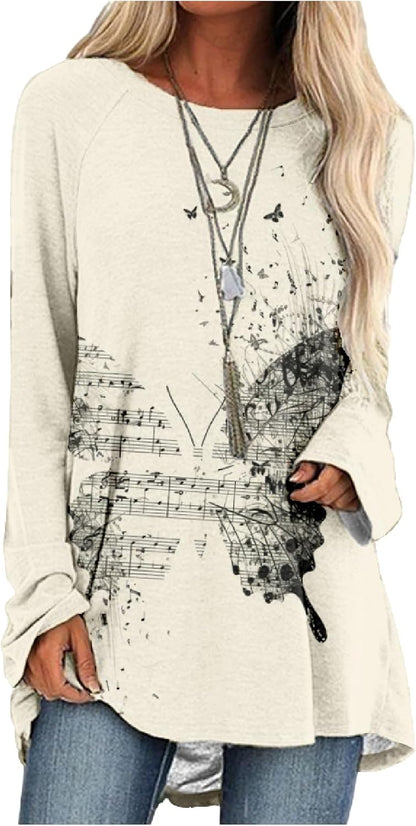 MARSVOVO Women Novelty Graphic Plus Size Sweater Crewneck Long Sleeve Cute Printed Loose Fit Casual Fall Sweaters Top