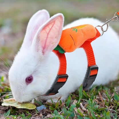 Tondiamo 4 Sets Adjustable Bunny Rabbit Harness and Leash Set Small Pet Cute Vest Harness Leash with Decoration for Bunny Ferret Small Pets(Fruit)
