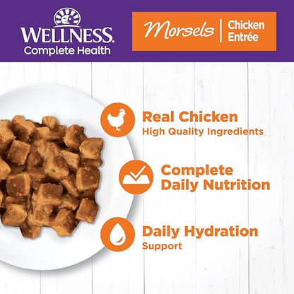 Wellness Complete Health Morsels Adult Wet Cat Food, Natural, Protein-Rich, Grain Free, 3 Ounce, 24 Pack, (Chicken Entrée)