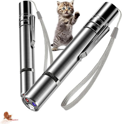 Laser Pointer Cat Toy 2 Pack – USB-Rechargeable, 5 Fun Patterns, UV & Infrared Modes, Safe Play for Cats,Interactive Multi-Use Pet Toys