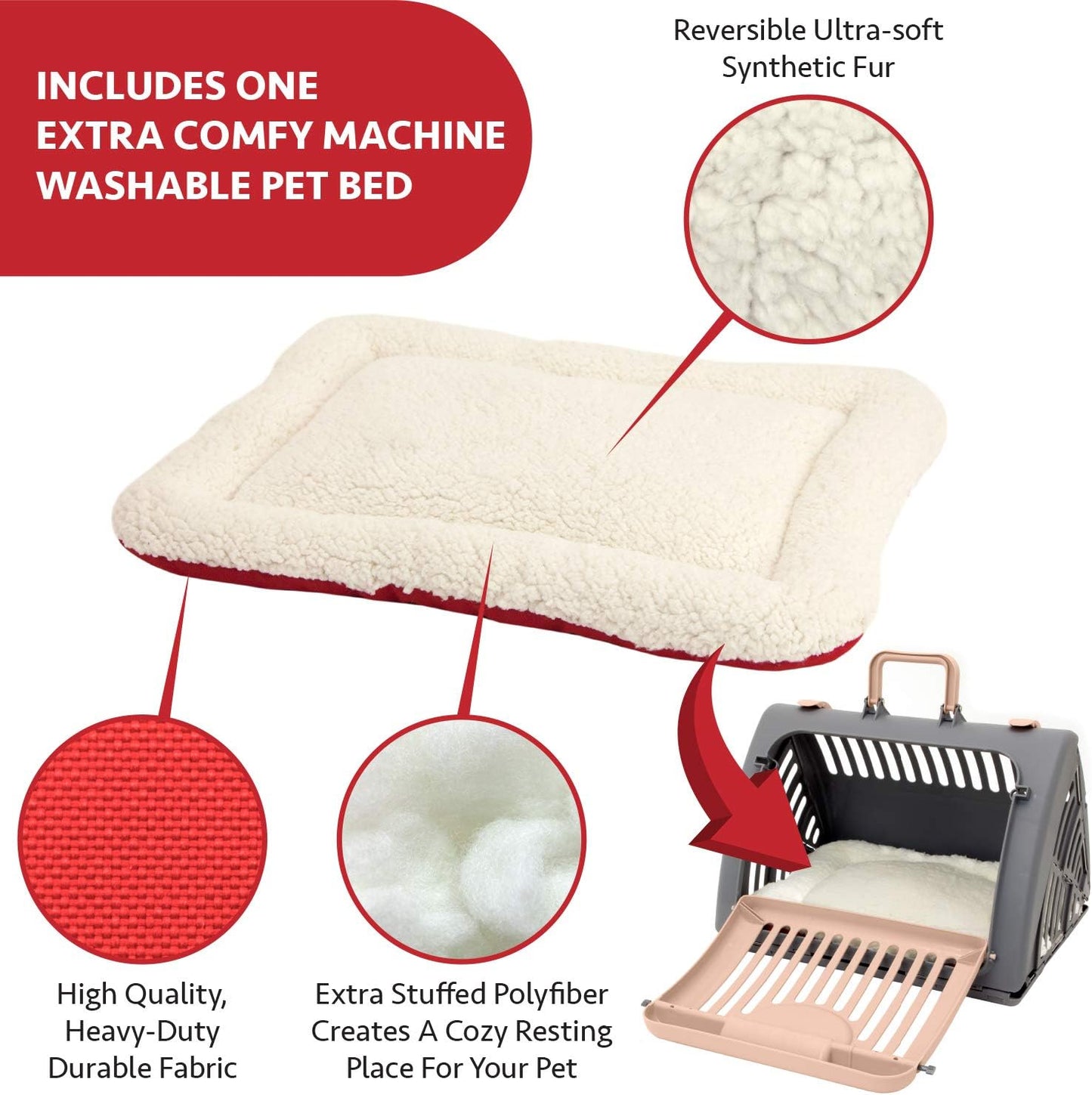 SportPet Designs Foldable Travel Cat Carrier - Front Door Plastic Collapsible Carrier Collection, Waterproof Bed