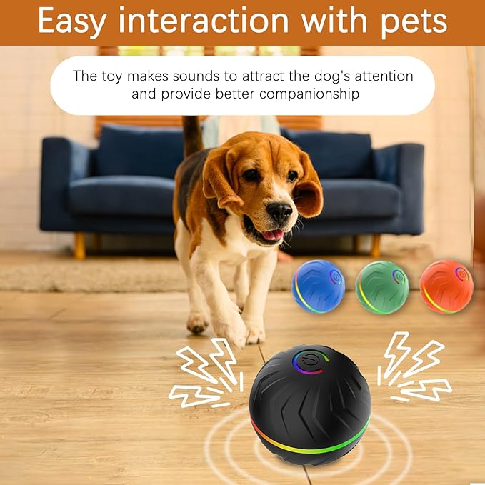 Interactive Dog Toys Dog Ball,Anti Boredom Dog Toys,Durable Motion Activated Automatic Rolling Toys for Small/Medium Dogs,Moving Ball for Dogs to Keep Them Busy,Dog Bows,Fruity Plush Covers(Black)