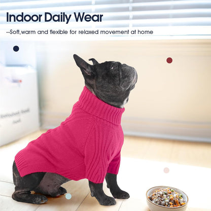 IECOii Extra Large Dog Sweater 4XL,Thermal Warm Dog Sweaters for Giant Breed Dogs,Turtleneck Knitted Knitwear for Pet Winter,Stretchy&Easy On Doggy Sweatshirt for Doberman,Great Dane(Rose red,XXXXL)