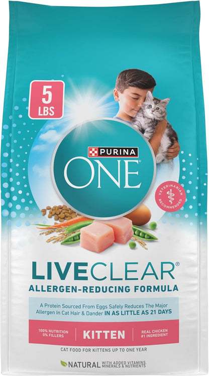 Purina ONE LiveClear Allergen-Reducing Dry Kitten Food Formula with Real Chicken As The Number One Ingredient - 5 lb. Bag