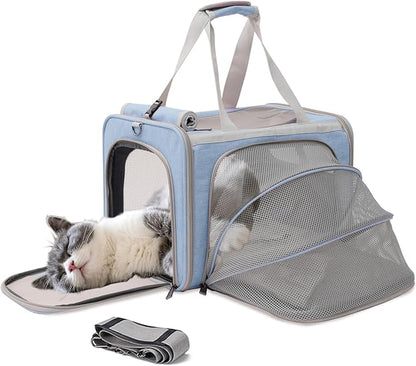 Small Dog Carriers Airline Approved,Blue Cats Travel Bag,Personality,Expandable,Ventilated,Sturdy Pets Carriers Rabbits Bunny Puppies Cage Small Animals Outdoor Carry Kennel