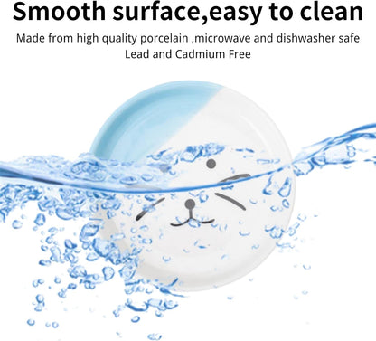 Raised Cat Food Bowl - Elevated Feeder Stand with Shallow Ceramic Dish, Whisker-Friendly No-Spill Water Bowl