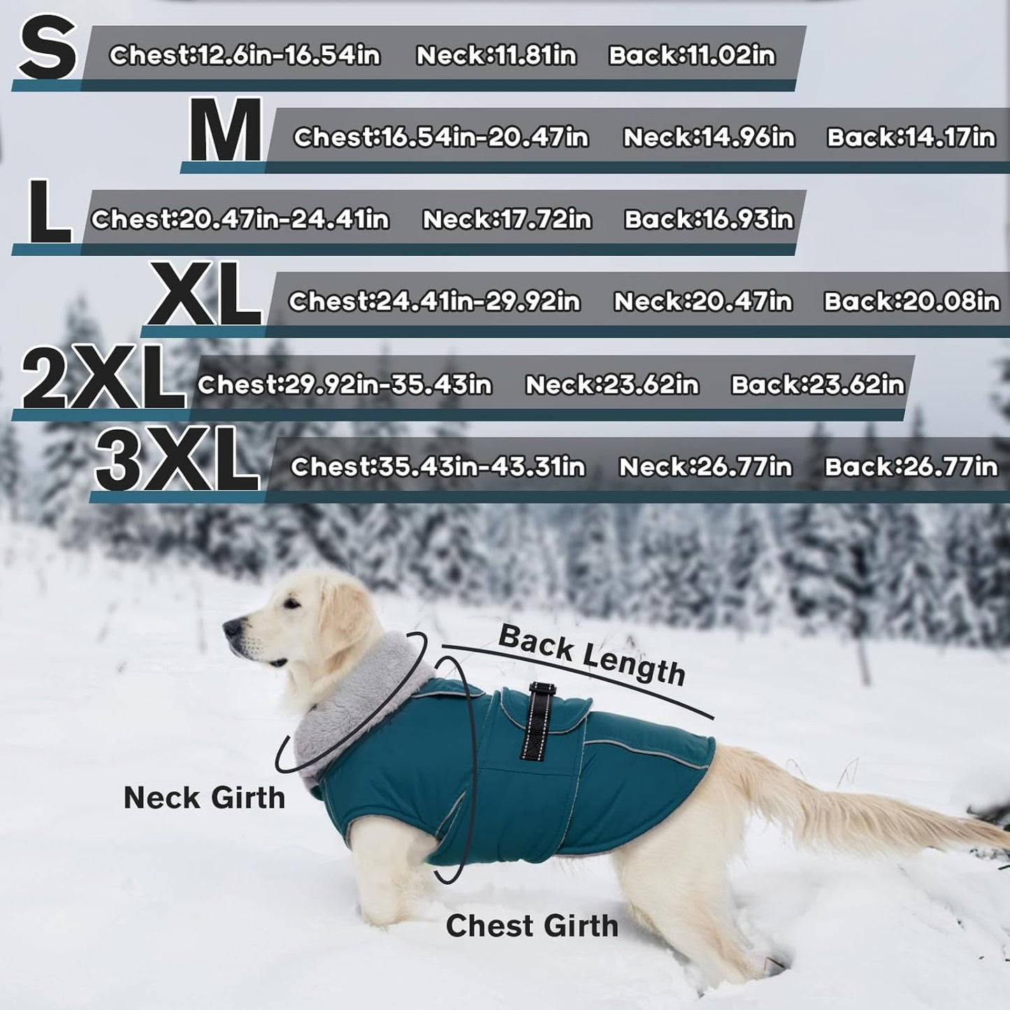 Lelepet Warm Dog Coats for Large Dogs Waterproof Dog Winter Jacket Reflective Pet Fleece Vest Windproof Cold Weather Coats with Adjustable Buckle & Leash Hole, Dark Green, XXL