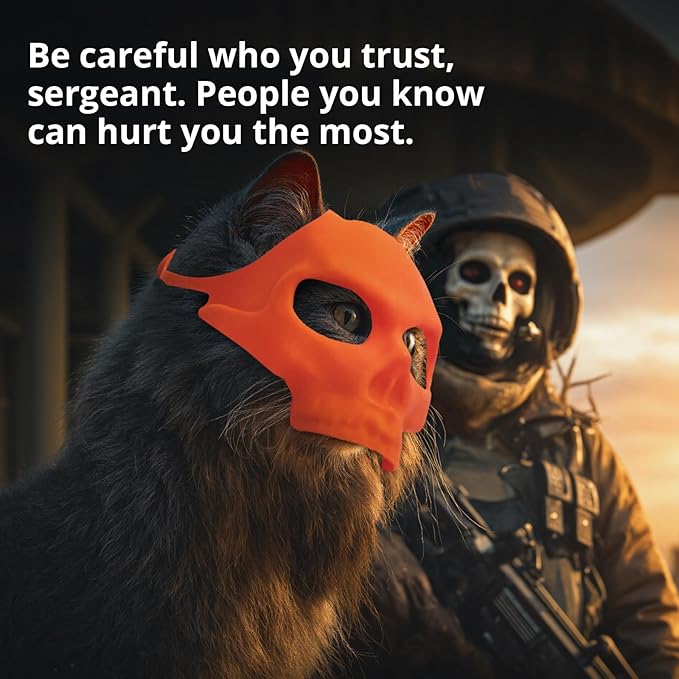 Cat Bat Mask Halloween Costumes Accessories for Cats, Cat Bat Cosplay Apparel (Medium, Orange Skull)