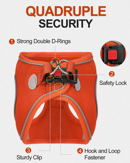 Joytale Small Dog Harness, Breathable Mesh Step-in Vest, Reflective Soft Padded Harnesses for Puppies and Extra Small Dogs, Orange, XS