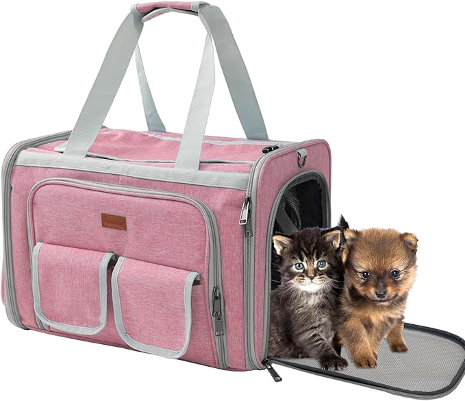 Cat Carriers Soft Pink Small Dogs Carrier Airline Approved,Expandable Pet Bags Softsides Small Dogs Puppy Kitties Rabbit Bunny Carriers Bag Small Animals Travel Outdoor Carry Kennel