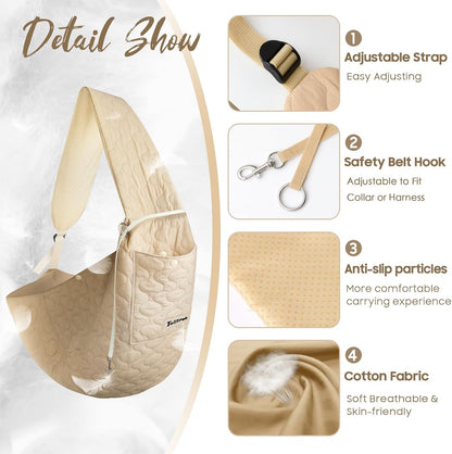 Dog Sling for Small Dogs, Front Dog Sling Carrier, Padded Adjustable Pet Soft Carrier with Adjustable Shoulder Strap, Travel Safety Harness Machine Washable for Small Cats Puppy Outdoor