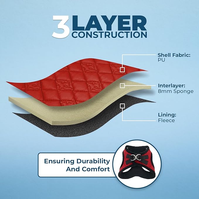 Best Pet Supplies - All Weather Mesh / Plush, Reflective, No Pull Harness for Small, Medium Dogs, Cats - Secure with Hook & Loop Fastener, Buckle, Double D-Rings - Red Plush, XS