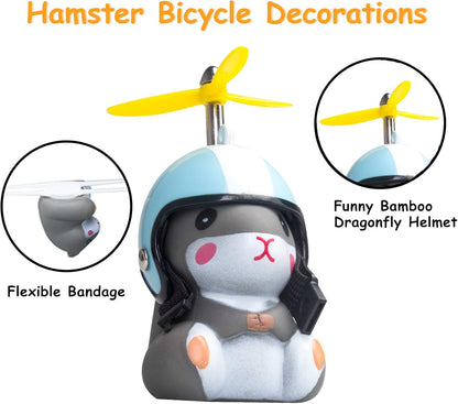 Wonuu Duck Bike Bell with Light and Helmet Cute Hamster Bicycle Horn, Dashboard Decoration, Rubber Duck Toy