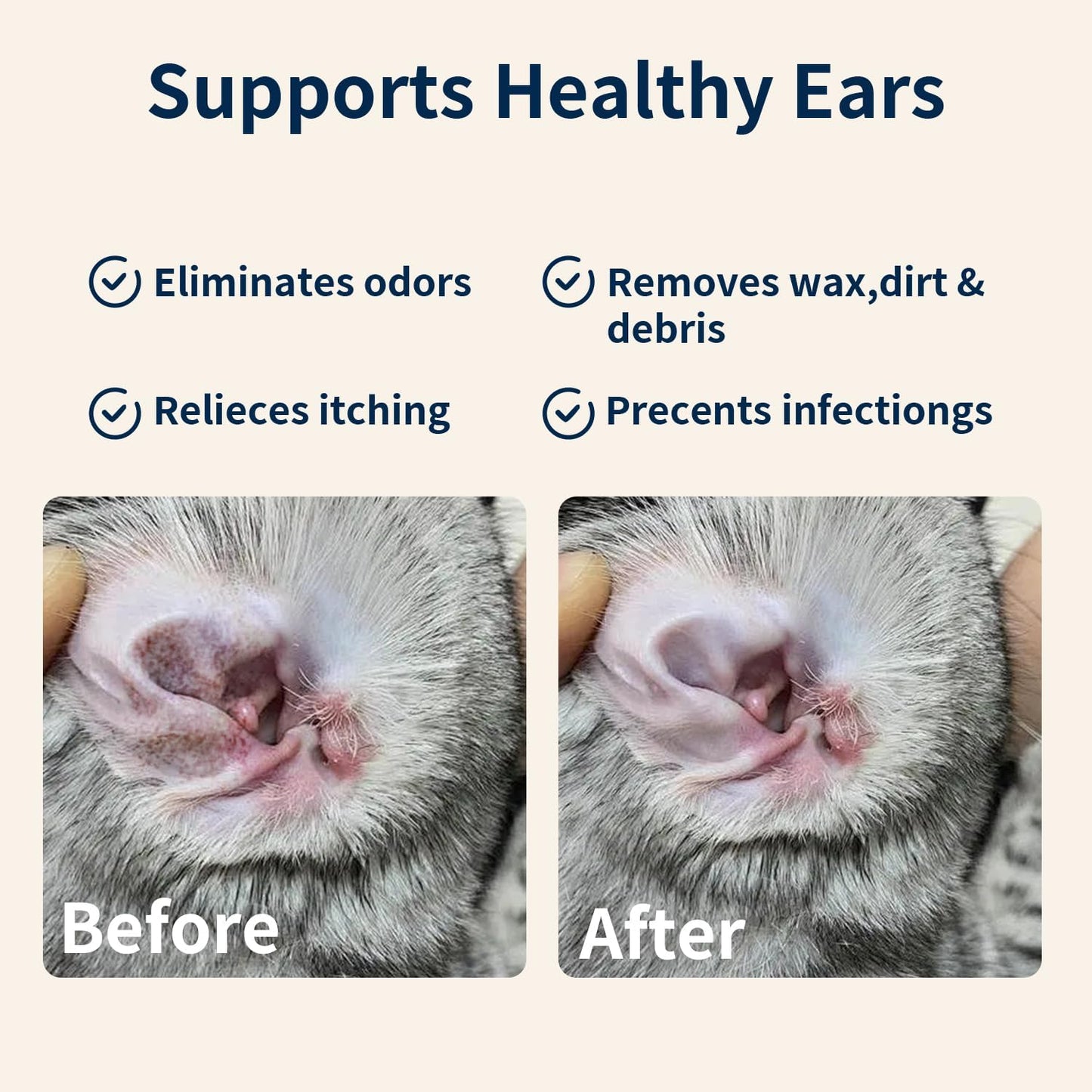 MIOSSZI Dog Ear Cleaner - Finger Wipes for Dogs & Cats Ear Wipes for Itch Relief Remove Wax & Odor, Dog Teeth Cleaning Wipes-Dog Ear Finger Wipes 50ct