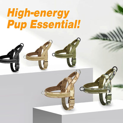 Forestpaw No Pull Dog Harness with Large Handle,Slip on Reflective Vest with Quick Release Buckle,Comfortable Flannel Lining for Medium Large Dogs Walking Training (Includes 3 Patches),Black L