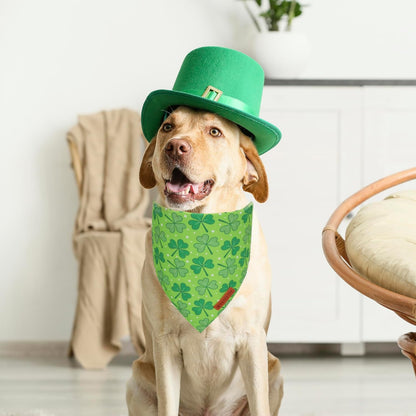 ADOGGYGO St. Patrick's Day Dog Bandana, Green Shamrock Pet Scarf, Adjustable Fit Saint Patrick Bandanas for Large and Extra Large Dogs (X-Large)