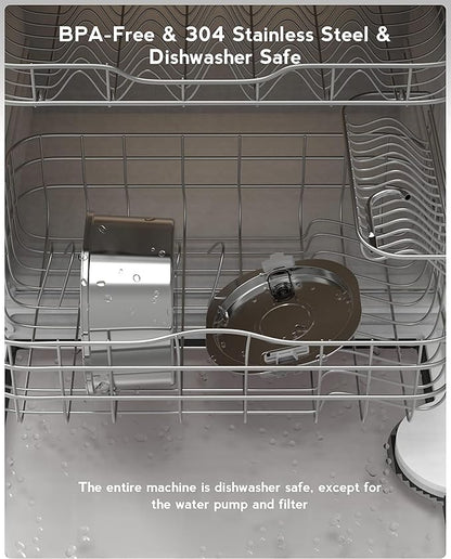 PEKTACO Cat Water Fountain, 3.2L/108oz Stainless Steel Pet Water Fountain for Cats/Dogs Indoor, Dog Drinking Dispenser Metal Kitty Spout with 3 Filters+ 3 Sponges