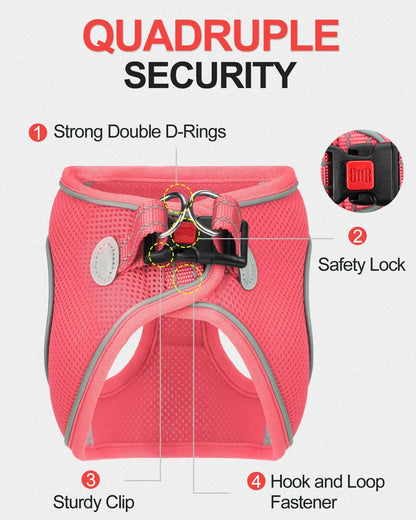 Joytale Small Dog Harness, Breathable Mesh Step-in Vest, Reflective Soft Padded Harnesses for Puppies and Extra Small Dogs, Pink, XS