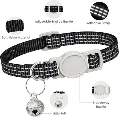 5 Pack Reflective-Breakaway Cat Collars with Bells,Adjustable Small Cat Collar,Ideal for Girl Cats Male Cats Kittens Puppies,Pet Supplies Stuff Accessories 7.9" - 13" (5 Classic Colors)