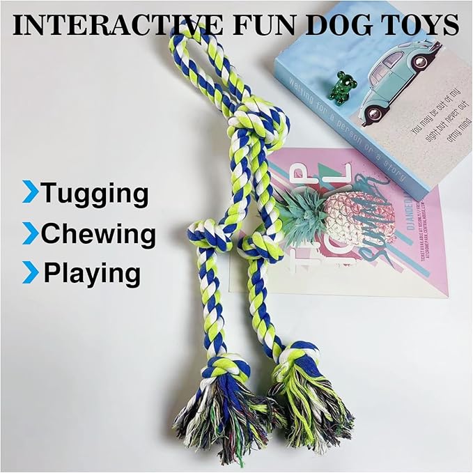 Rope Toy for Dogs，Large Dog Rope Toys for Aggressive Chewers, Heavy Duty Dog Toys for Large Medium Breed, Indestructible Tough Chew Toys Tug of War Dog Toy Cotton Rope for Teeth Cleaning