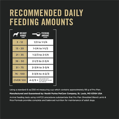 Purina Pro Plan Complete Essentials Shredded Blend Lamb and Rice High Protein Dog Food with Probiotics for Dogs - 35 lb. Bag