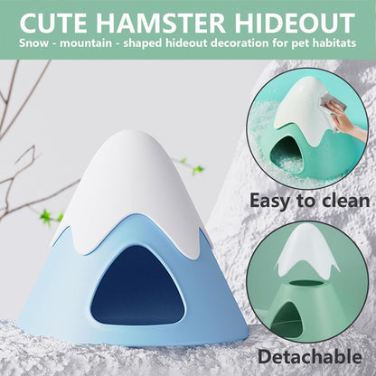 Hamster Hideout, Snowy Mountain Shape Hamster Hide House,Cute Small Animal Habitat Hideaway Hut for Syrian Hamsters, Mice, Gerbils, Rats (Green)