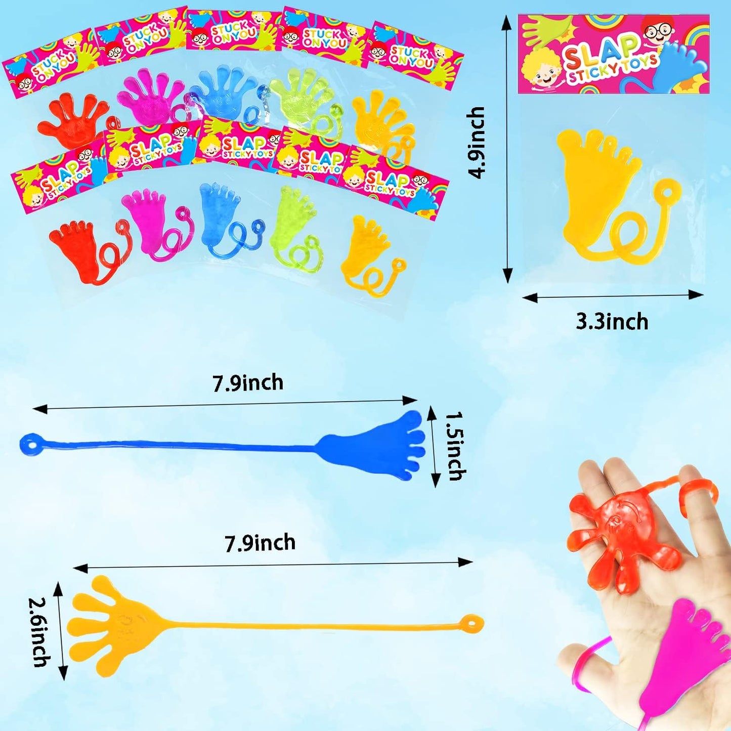 Bulk Party Favors Goody Bag Stocking Stuffers for Kids (200 PCS), Christmas Large Sticky Hands & Feet Pinata for Toddlers, Preschool Toys Gifts Treats Prizes Supplies Giveaways Handout for Boys Girls