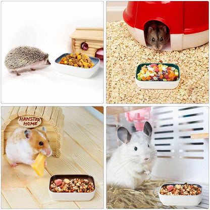 Ceramic Feeding Bowls for Small Animals, Ideal for Hamster, Guinea Pig, Hedgehog and Gerbil (Blue + Green + Brown)