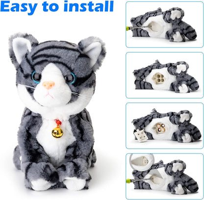 Smalody Interactive Electronic Plush Toy - Upgrade with LED Light Eyes Animated Sound Control Electronic Pet, Robot Cat Kitten Toys Gifts for Boys & Girls Kids Birthday Christmas (Gray)
