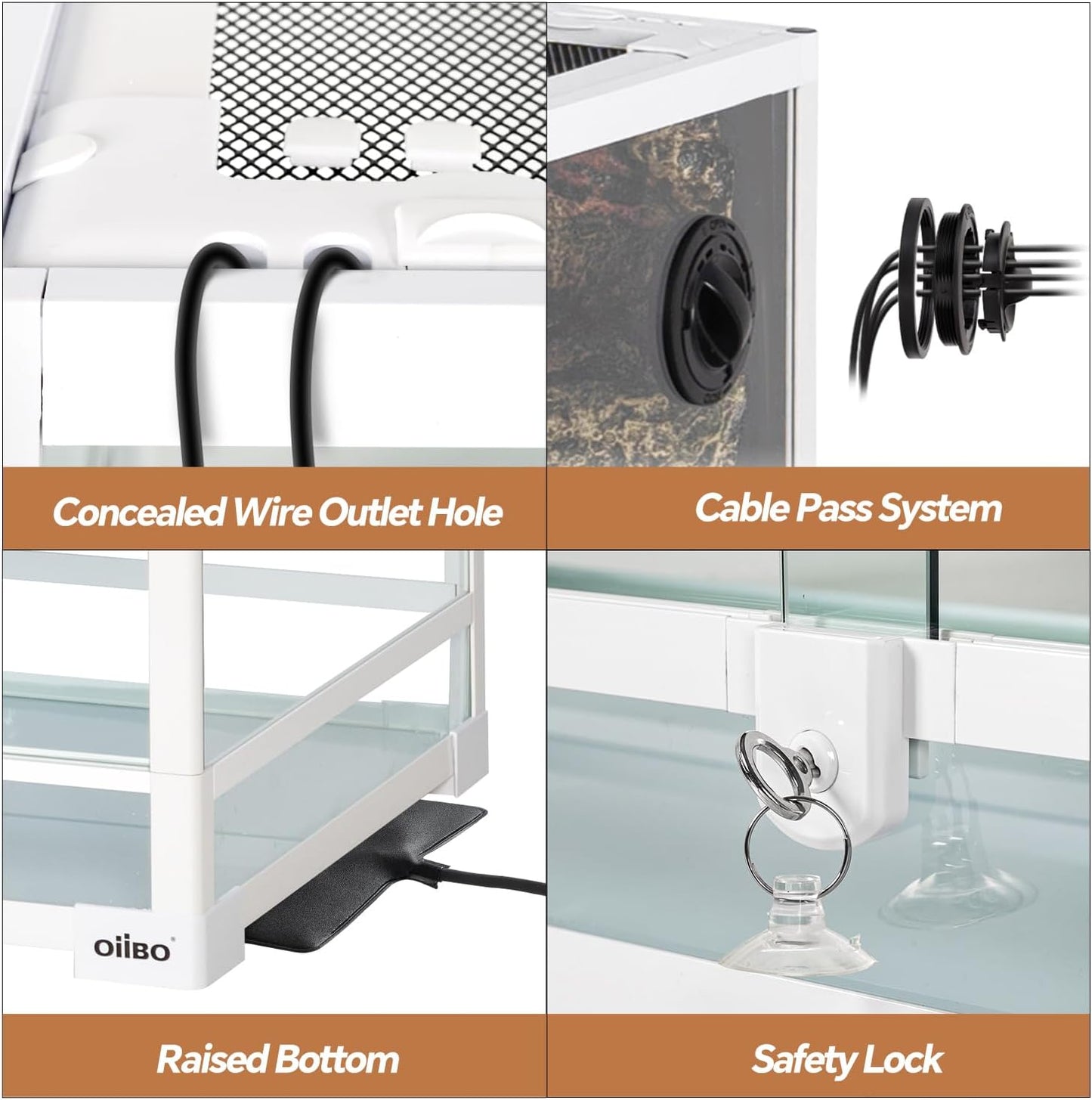 OIIBO 67 Gallon Reptile Tank,48" x 18" x 18" Glass Reptile Tank with Sliding Doors Front Opening Reptiles Terrarium with Screen Ventilation for Snakes,Lguanas, Chameleons