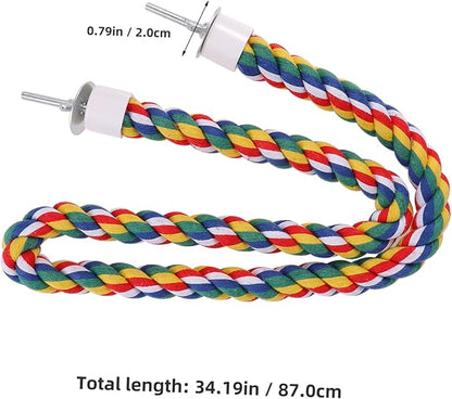 iplusmile Colorful Bird Rope Perch Stand, Birdcage Swing Spiral Chew Toys Climbing Standing Bungee Rope Perches Cage Accessories for Cockatiels Parrots (80CM/31.4 inch)