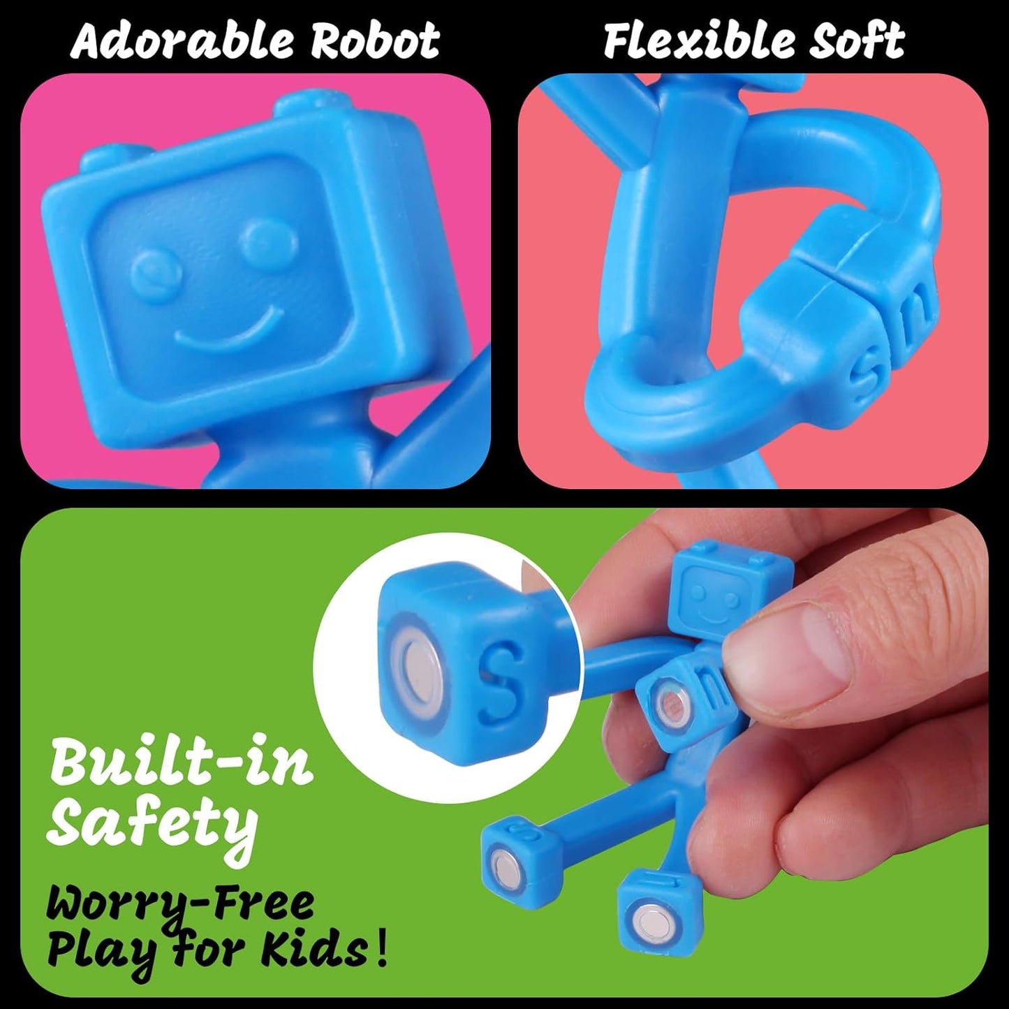 12 PCS Magnetic Travel Toys for Kids, Creative, Portable and Educational, Magnetic-People-Magnet-Men: Cute Robot & Funny Magnets, Small Fidget Toys for Classroom Prizes, Easter Egg Stuffers, Office