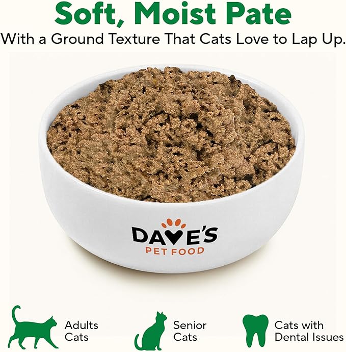 Dave's Pet Food Grain Free Wet Cat Food Pate (Chicken), Made in USA Naturally Healthy, Economy Size, Multi-Cat Families, Canned, 22 oz Cans (12 Pack)