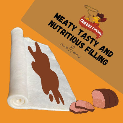 Cowdog Chews Rawhide Gourmet Meaty Rolls 9-10 (10 Pack) Premium Dog Treats with Savory Beef Filling, Long-Lasting Chew for Aggressive Chewers, High-Protein, Natural Ingredients