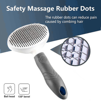 Cat Grooming Brush, Pets Skin Friendly Self Cleaning Slicker Massage Brushes for Shedding Dogs Cats Hair Gentle Remove Loose Undercoat with Long or Short Hairs for All Fur Type- UPGRADED