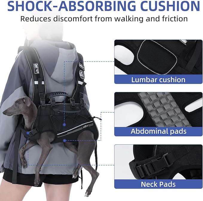 Dog Backpack Carrier for Small Dogs,Dog Lift Harness,Adjustable Padded Breathable Straps for Dogs, Disabled, Joint Injuries, Arthritis,XL(24-35LBS)