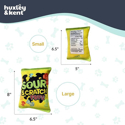 Huxley & Kent Funny Dog Toy w/Squeaker – Power Plush Squeaky Dog Toys for Small, Medium & Large Dogs – Soft Stuffed Animal for Indoor Play & Fetch - Sour Scratch, Large